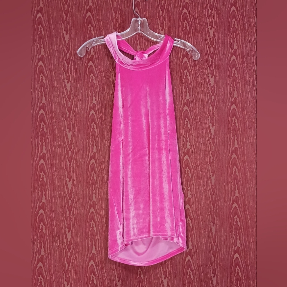 SHUG Hot Pink Velvet Sleeveless Dress Women's Sizes Small Med Lrg $150-$199 NWT